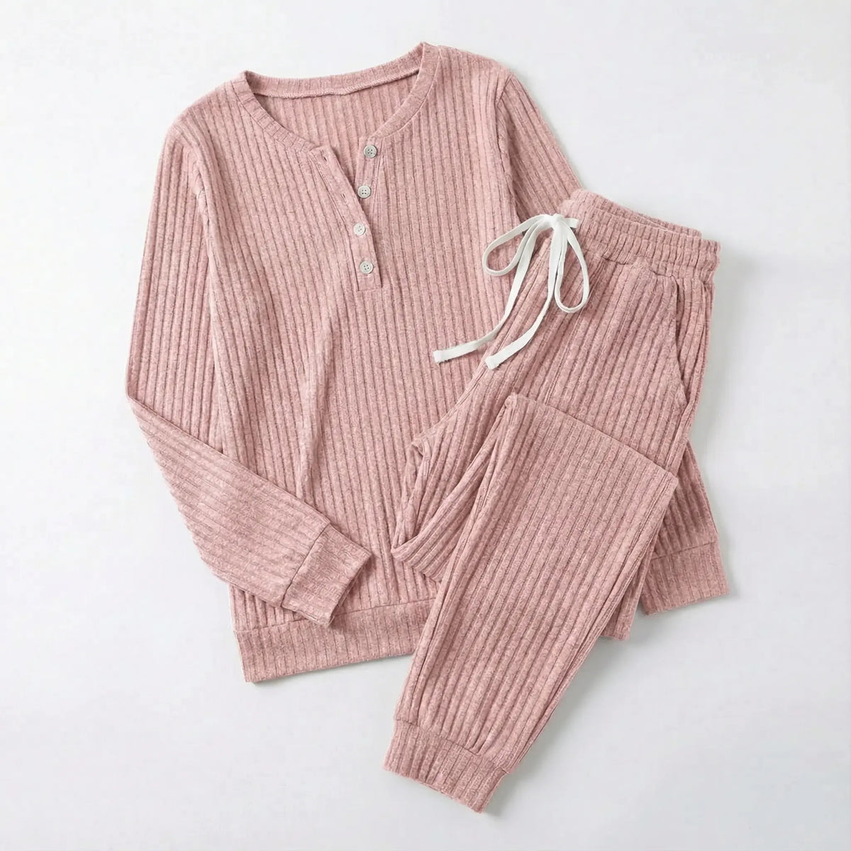 Tabitha | Women’s Ribbed Loungewear Set with Button Front