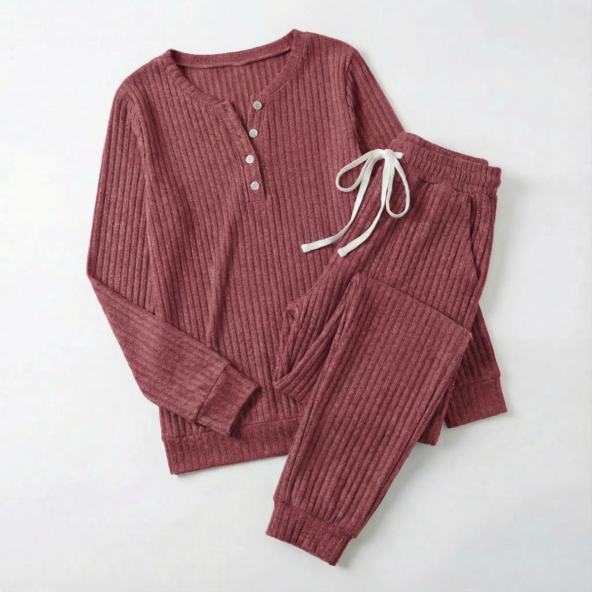 Tabitha | Women’s Ribbed Loungewear Set with Button Front