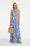 Tara Mitchell | Bohemian Blue Halter Neck Maxi Dress For Women