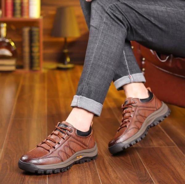 Trent Maloney | Leather Lace-Up Orthopedic Sneakers For Men