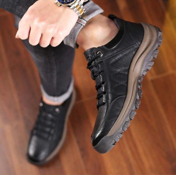Trent Maloney | Leather Lace-Up Orthopedic Sneakers For Men