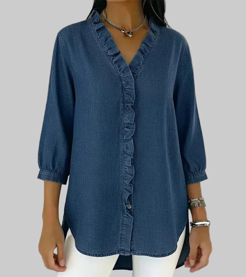 Tessa | Women’s V-Neck Blouse with Ruffle