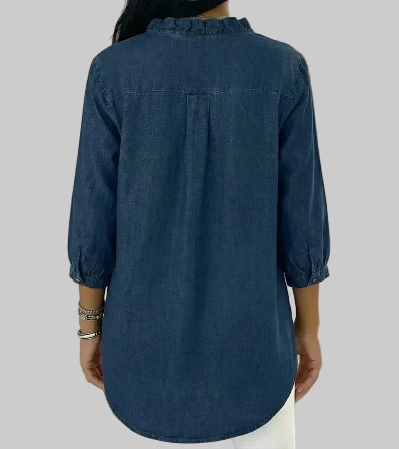 Tessa | Women’s V-Neck Blouse with Ruffle