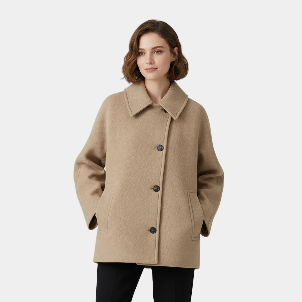 Thalia | Women’s Collared Coat with Button Front