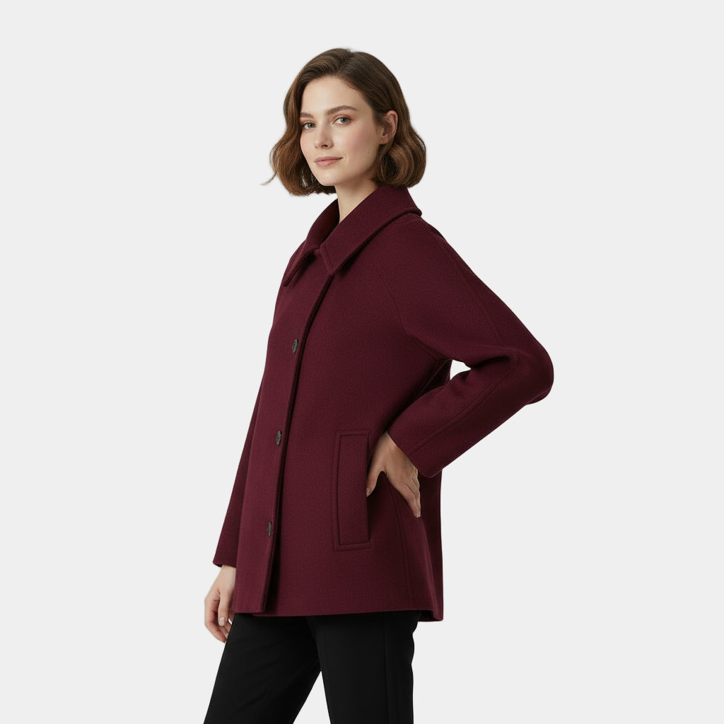 Thalia | Women’s Collared Coat with Button Front
