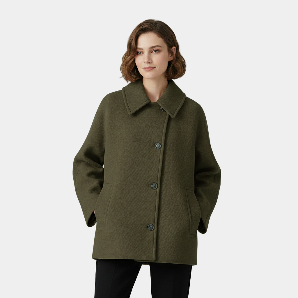 Thalia | Women’s Collared Coat with Button Front