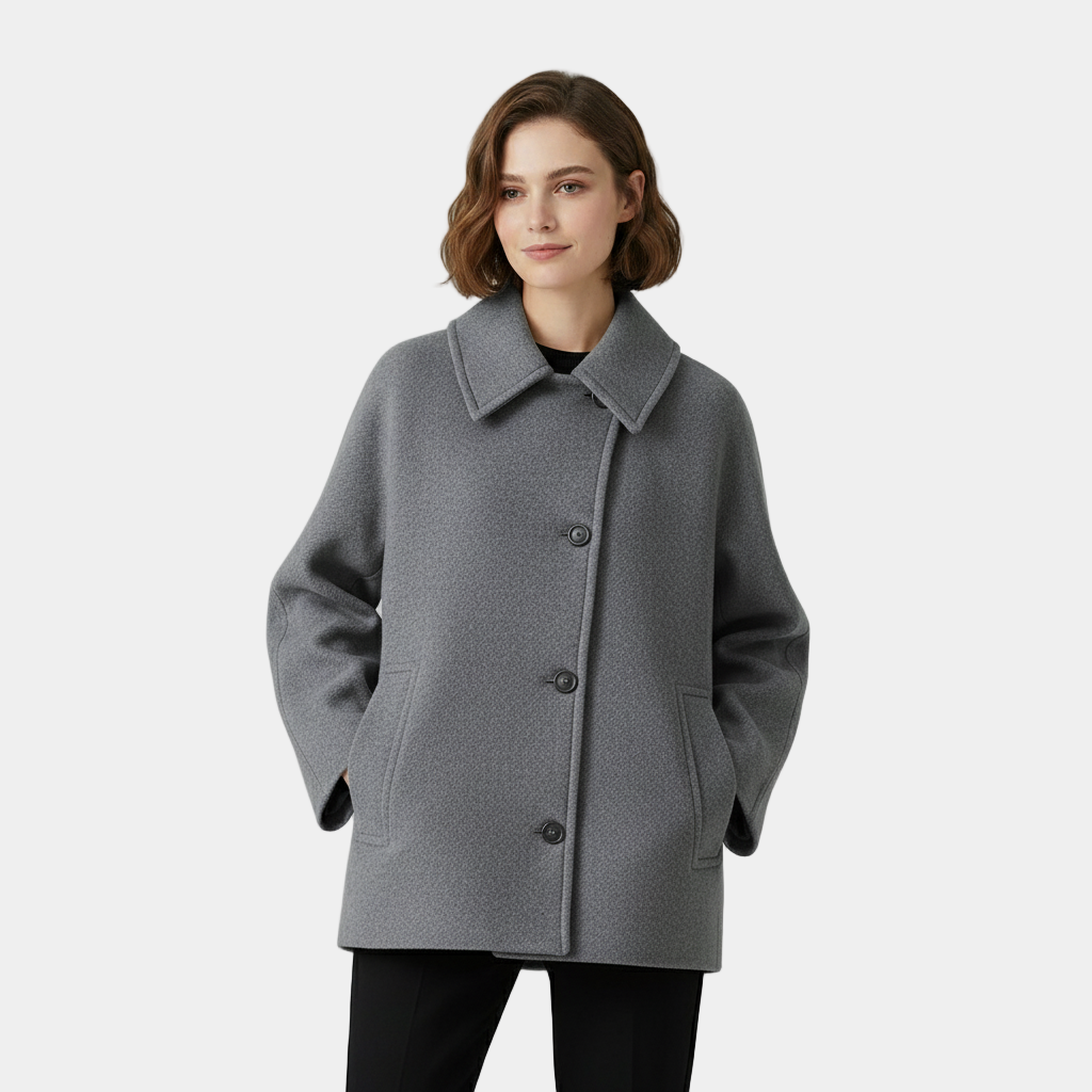 Thalia | Women’s Collared Coat with Button Front