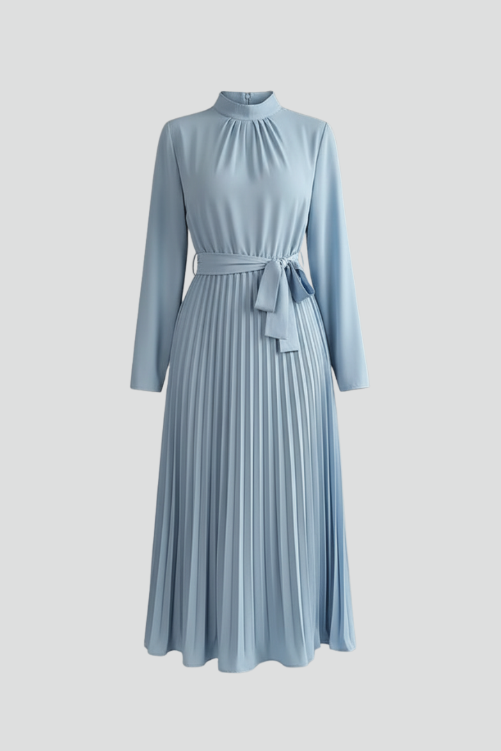 Thessadora | Women's Mock Neck Long Sleeve Midi Dress