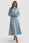 Thessadora | Women's Mock Neck Long Sleeve Midi Dress
