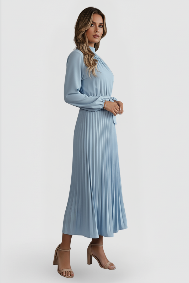 Thessadora | Women's Mock Neck Long Sleeve Midi Dress