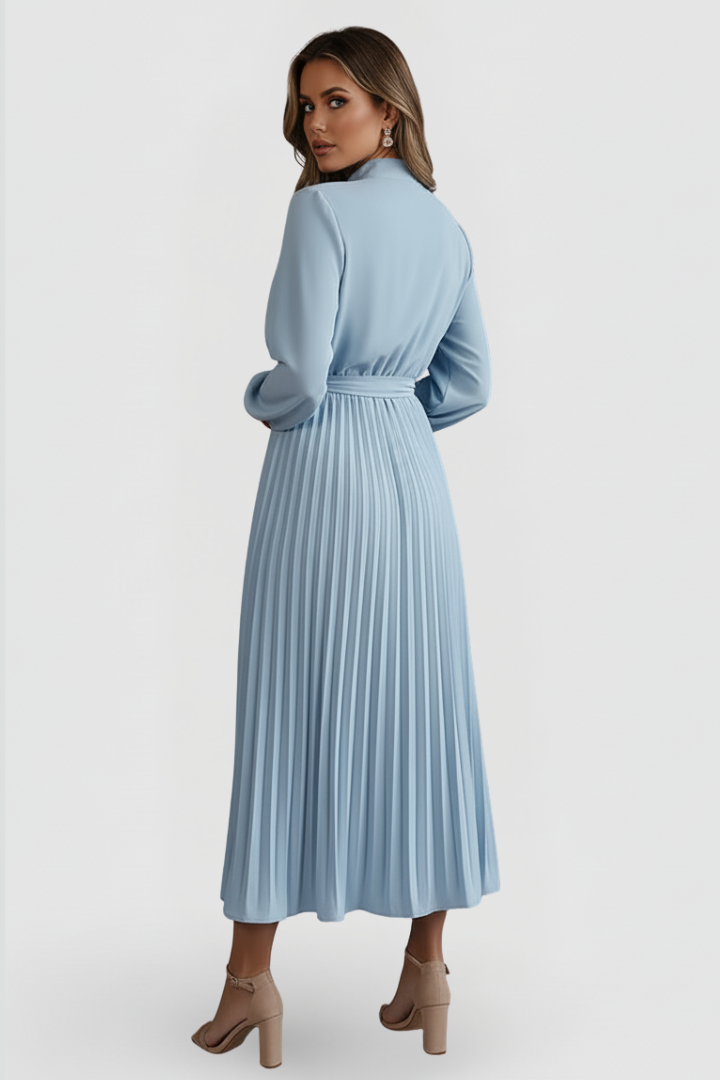 Thessadora | Women's Mock Neck Long Sleeve Midi Dress