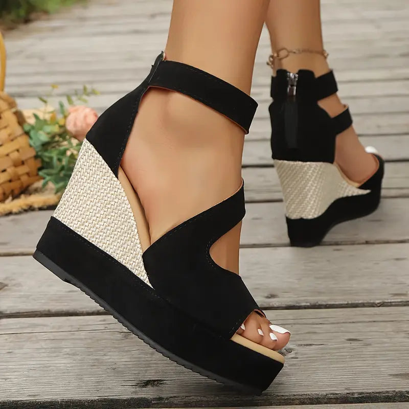 Thessalia | Women’s Platform Wedge Sandals with Ankle Strap