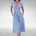 Thessalonica | Women’s Floral V-Neck Midi Dress with Print