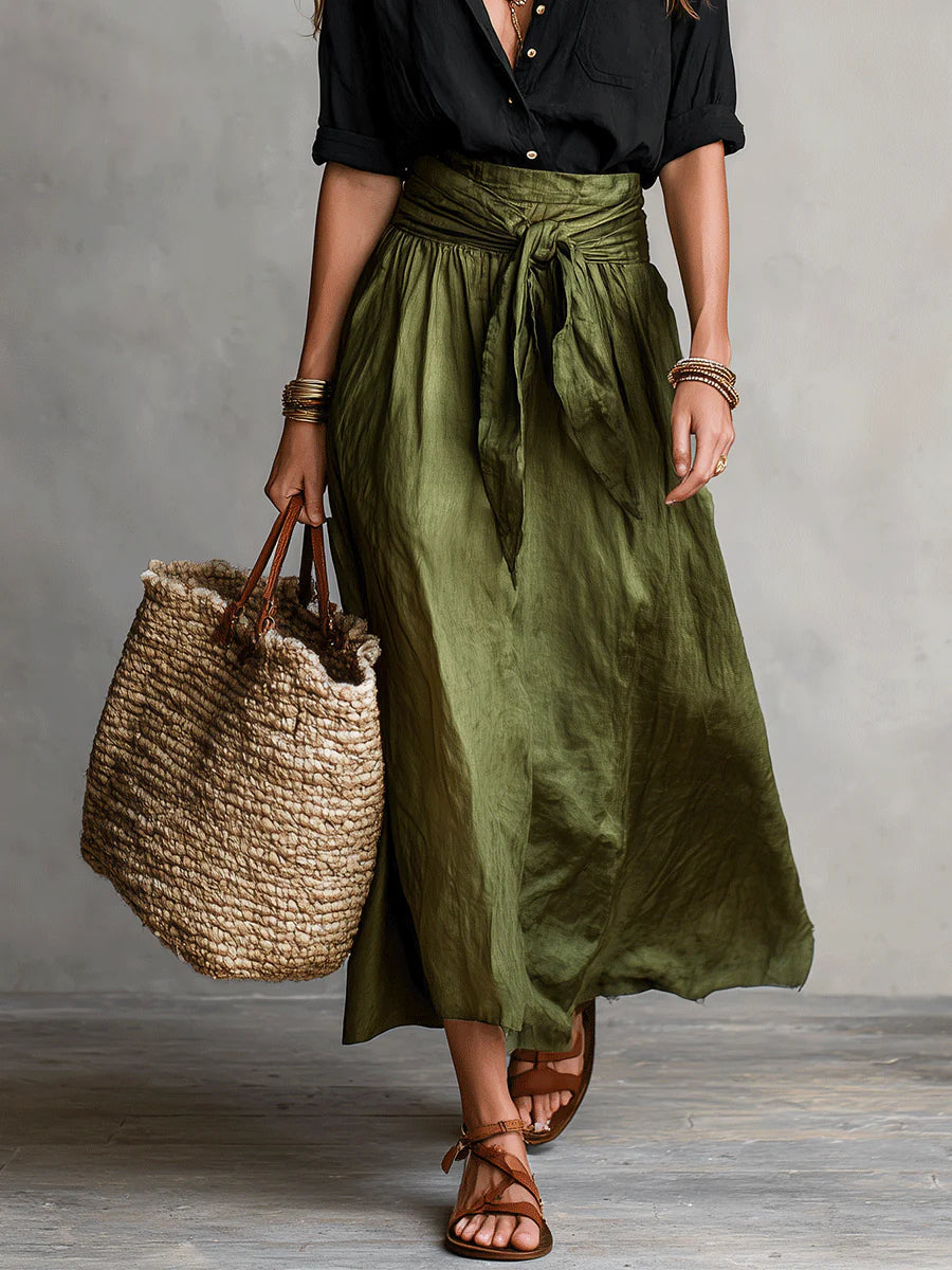 Thessaly | Women’s Button Up Maxi Set with Tie