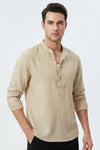 Thomas Kelly | Linen Band Collar Shirt For Men