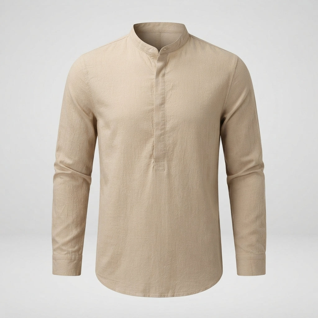 Thomas Kelly | Linen Band Collar Shirt For Men