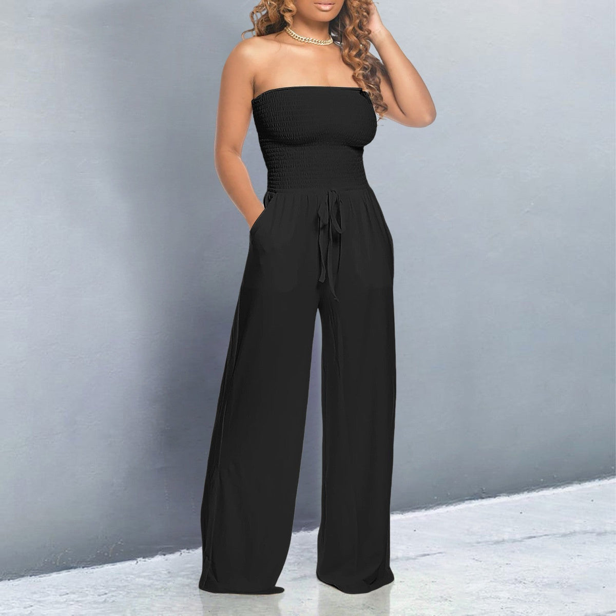 Bella | Women’s Off-Shoulder Jumpsuit with Cinched Waist