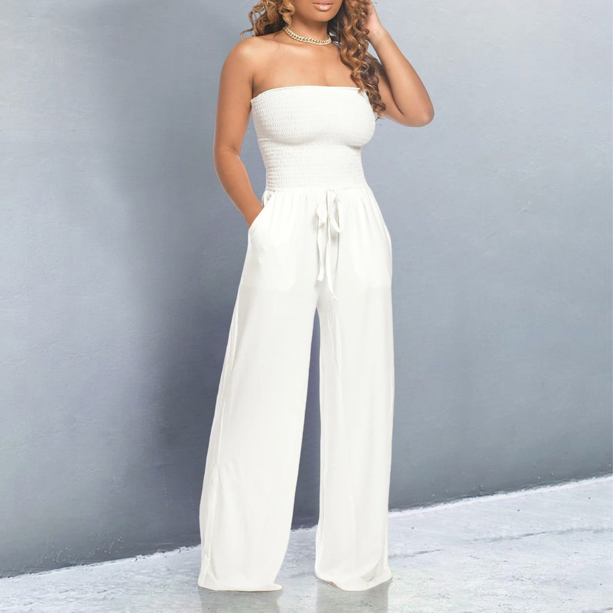 Bella | Women’s Off-Shoulder Jumpsuit with Cinched Waist