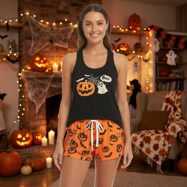 Trick &amp; Treat | Pumpkin Ghost Halloween Pyjamas For Women