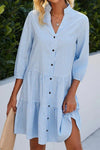 Jamilla | Women’s Elegant Blue Dress with Draped Waist