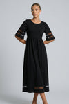 Zoe Pemberton | Black Mesh Stripe Midi Dress For Women