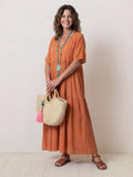 Willow | Women’s V-Neck Tiered Maxi Dress with Sleeves