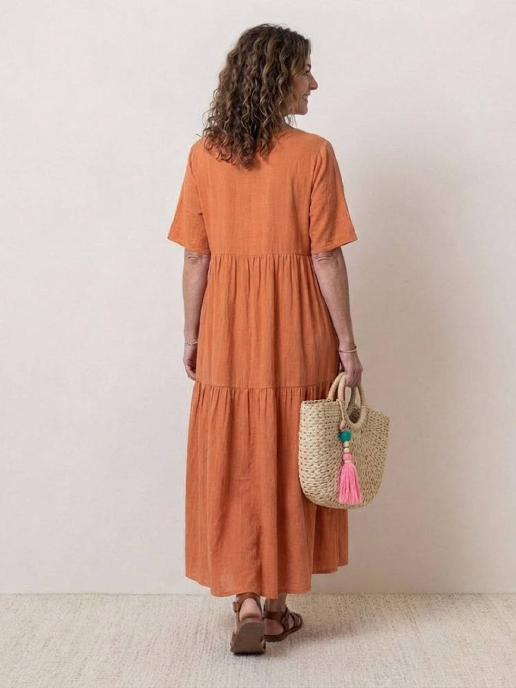 Willow | Women’s V-Neck Tiered Maxi Dress with Sleeves