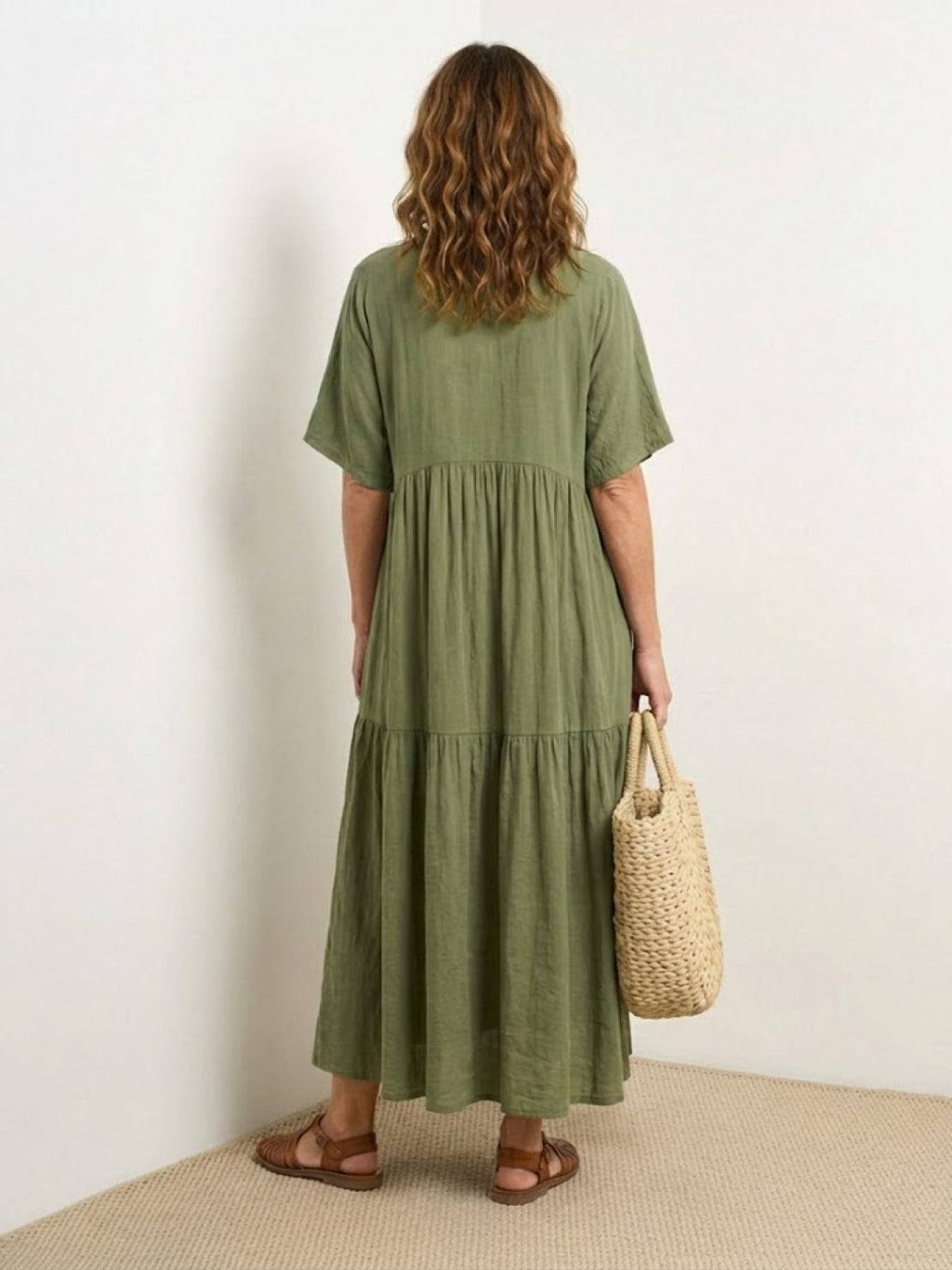 Willow | Women’s V-Neck Tiered Maxi Dress with Sleeves