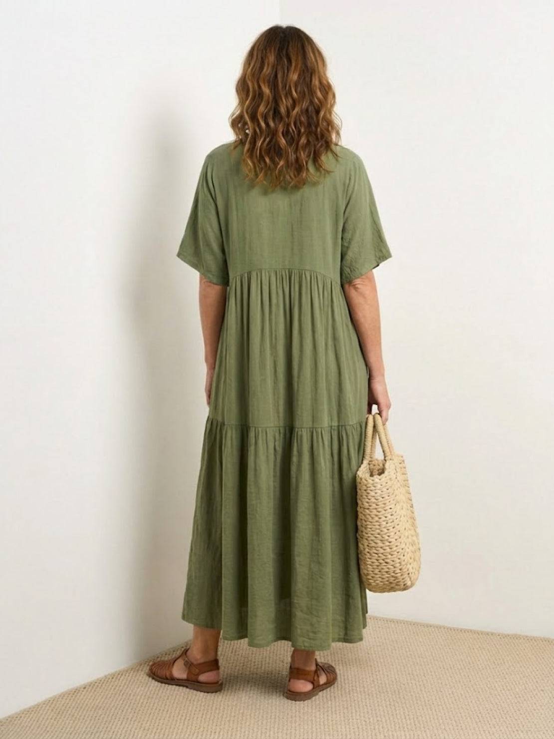 Willow | Women’s V-Neck Tiered Maxi Dress with Sleeves