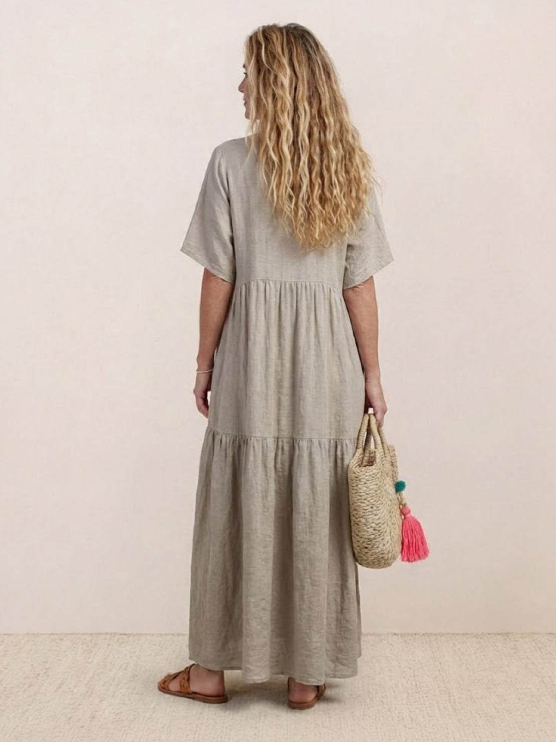 Willow | Women’s V-Neck Tiered Maxi Dress with Sleeves