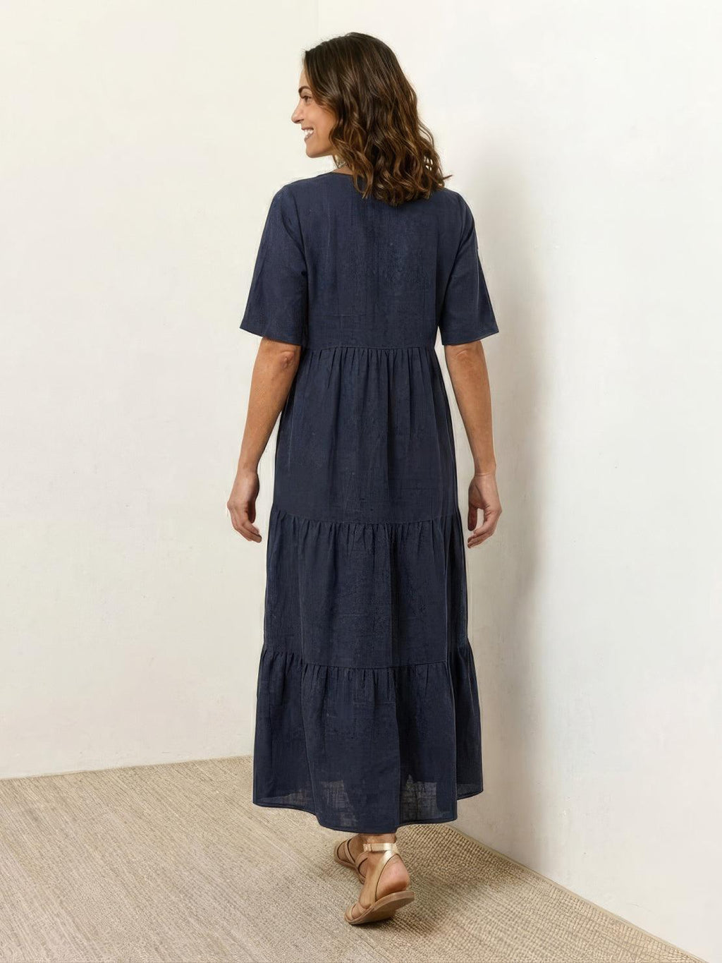 Willow | Women’s V-Neck Tiered Maxi Dress with Sleeves