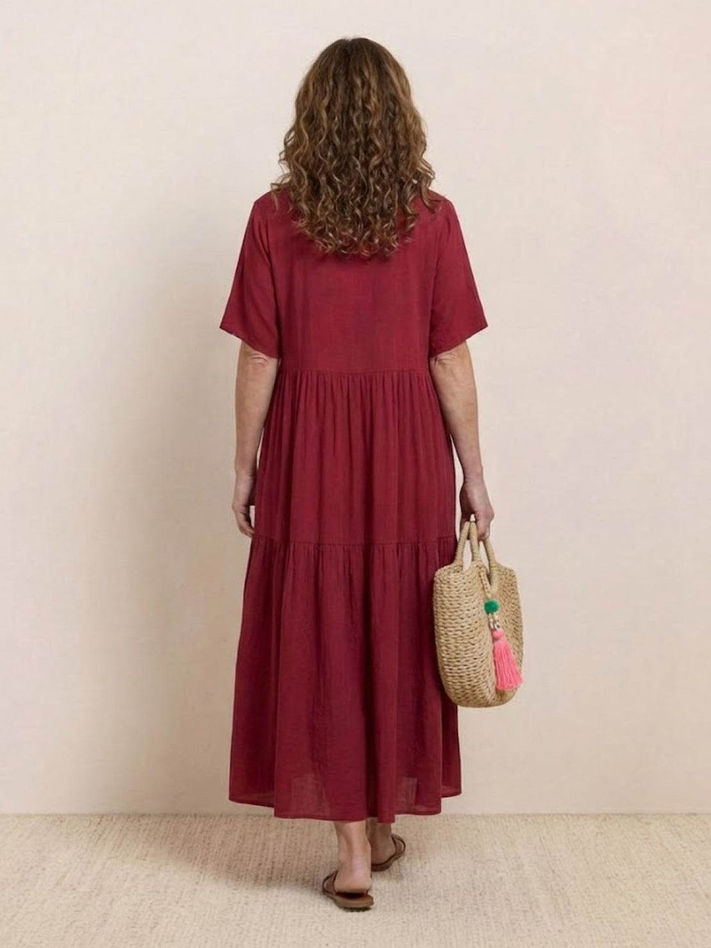 Willow | Women’s V-Neck Tiered Maxi Dress with Sleeves