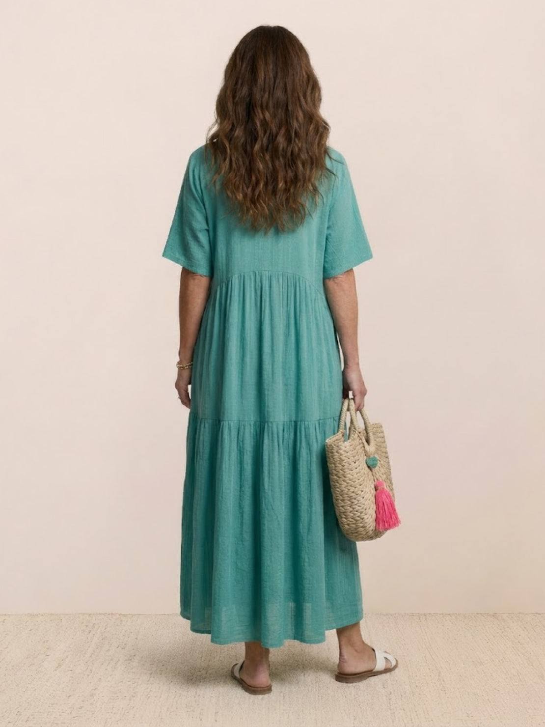 Willow | Women’s V-Neck Tiered Maxi Dress with Sleeves