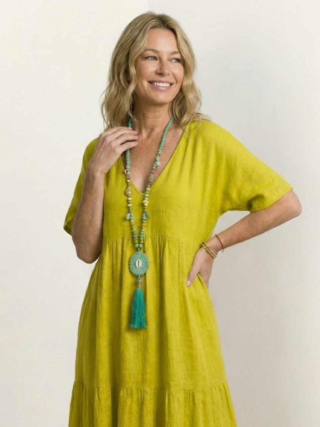Willow | Women’s V-Neck Tiered Maxi Dress with Sleeves