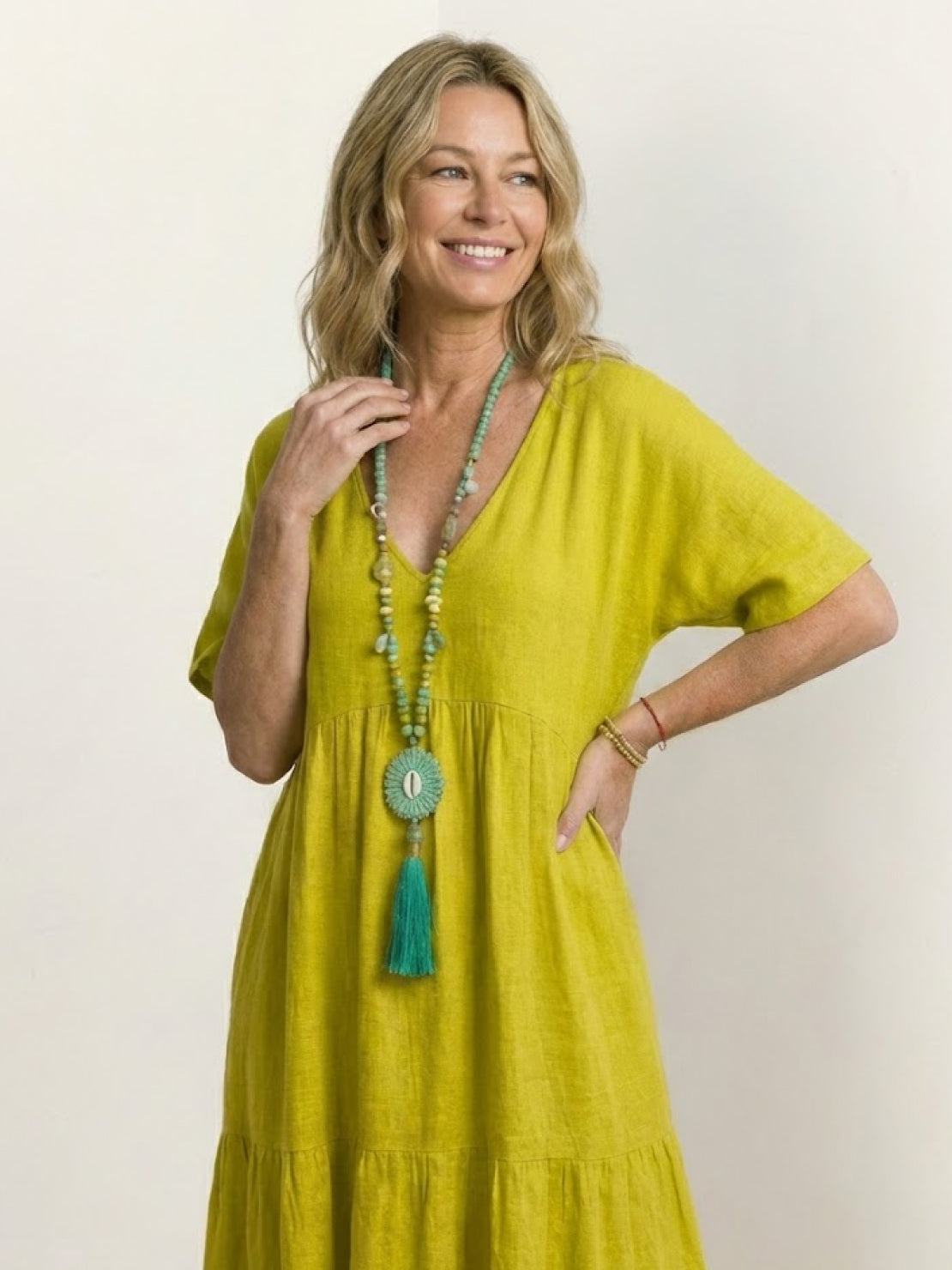 Willow | Women’s V-Neck Tiered Maxi Dress with Sleeves