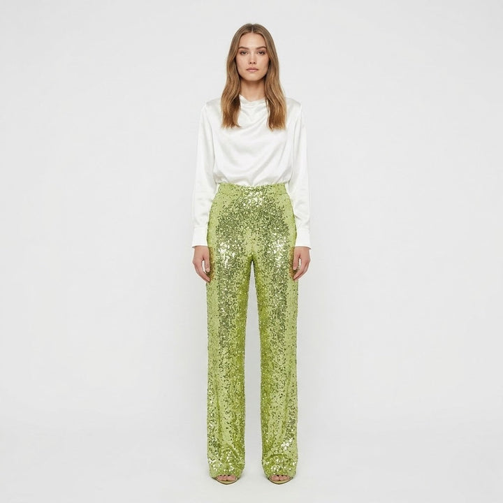 Valentina Rossi | Sequin Straight-Leg Party Pants For Women