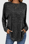 Valentina | Women's Round Neck Long Sleeve Textured Knit Top