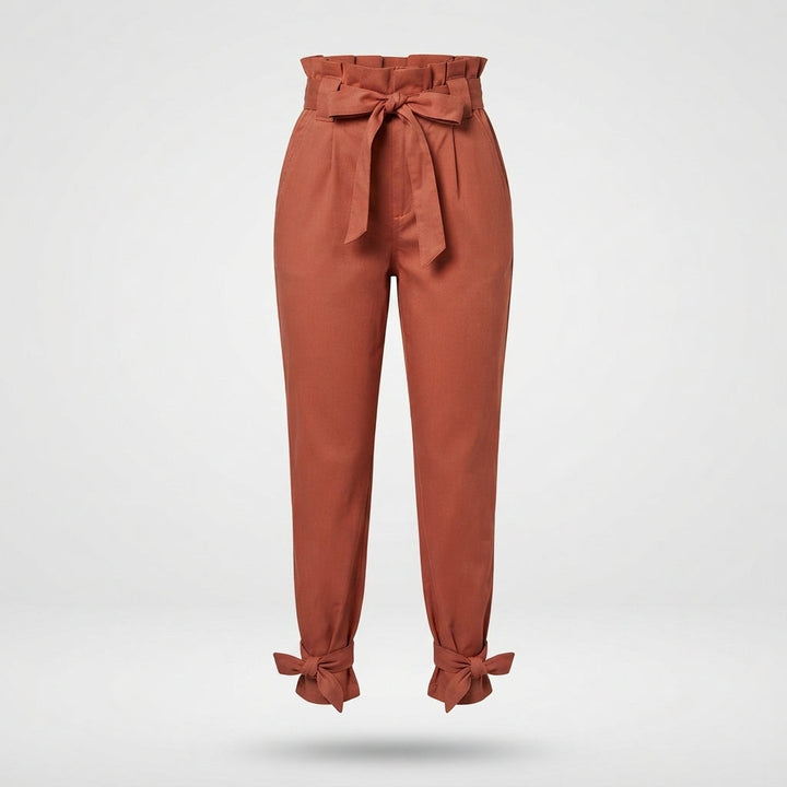 Verity Lawson | High-Waist Paperbag Pants With Tie Belt For Women