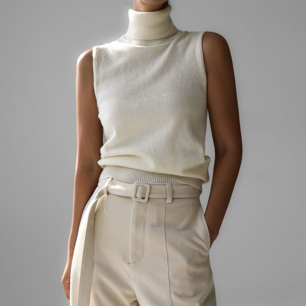 Verity | Women’s Sleeveless Turtleneck Sweater with Ribbed Finish