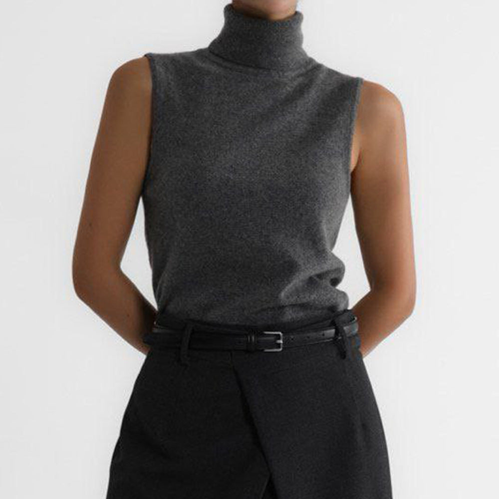 Verity | Women’s Sleeveless Turtleneck Sweater with Ribbed Finish