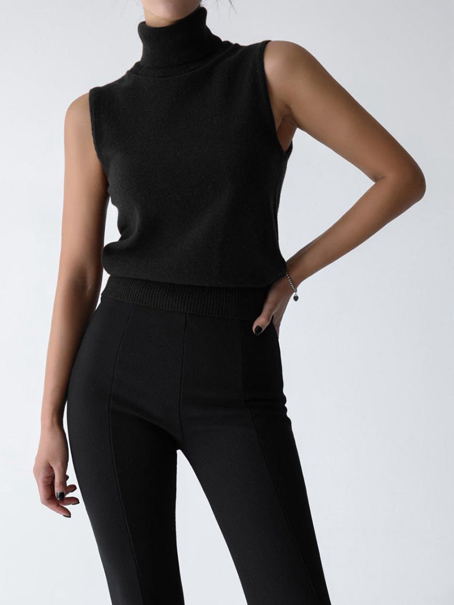 Verity | Women’s Sleeveless Turtleneck Sweater with Ribbed Finish