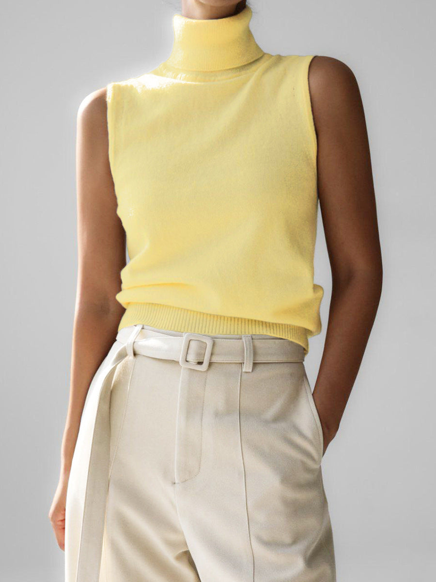 Verity | Women’s Sleeveless Turtleneck Sweater with Ribbed Finish