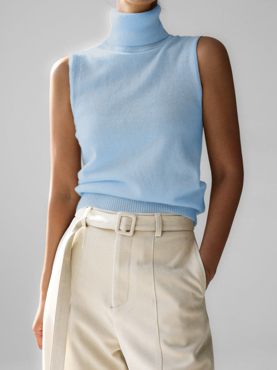 Verity | Women’s Sleeveless Turtleneck Sweater with Ribbed Finish