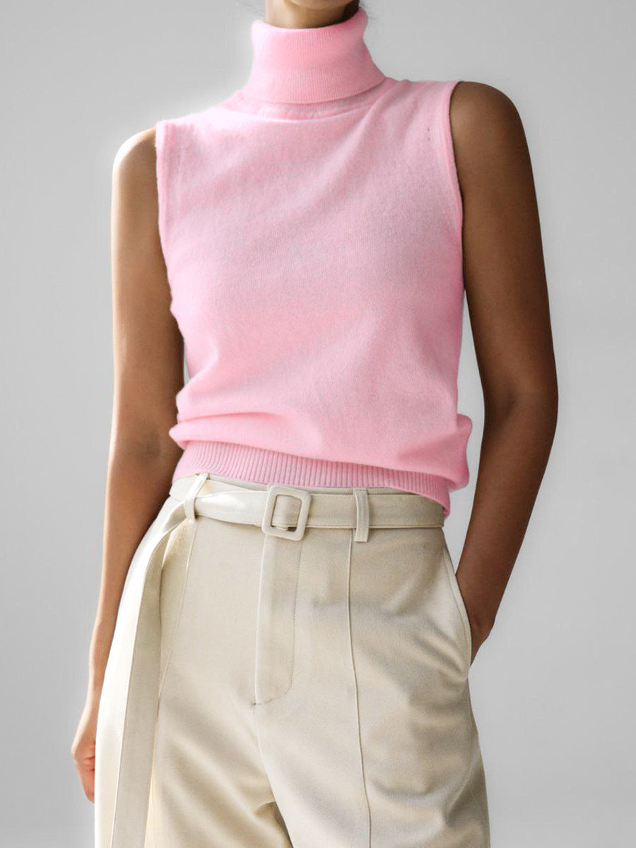 Verity | Women’s Sleeveless Turtleneck Sweater with Ribbed Finish