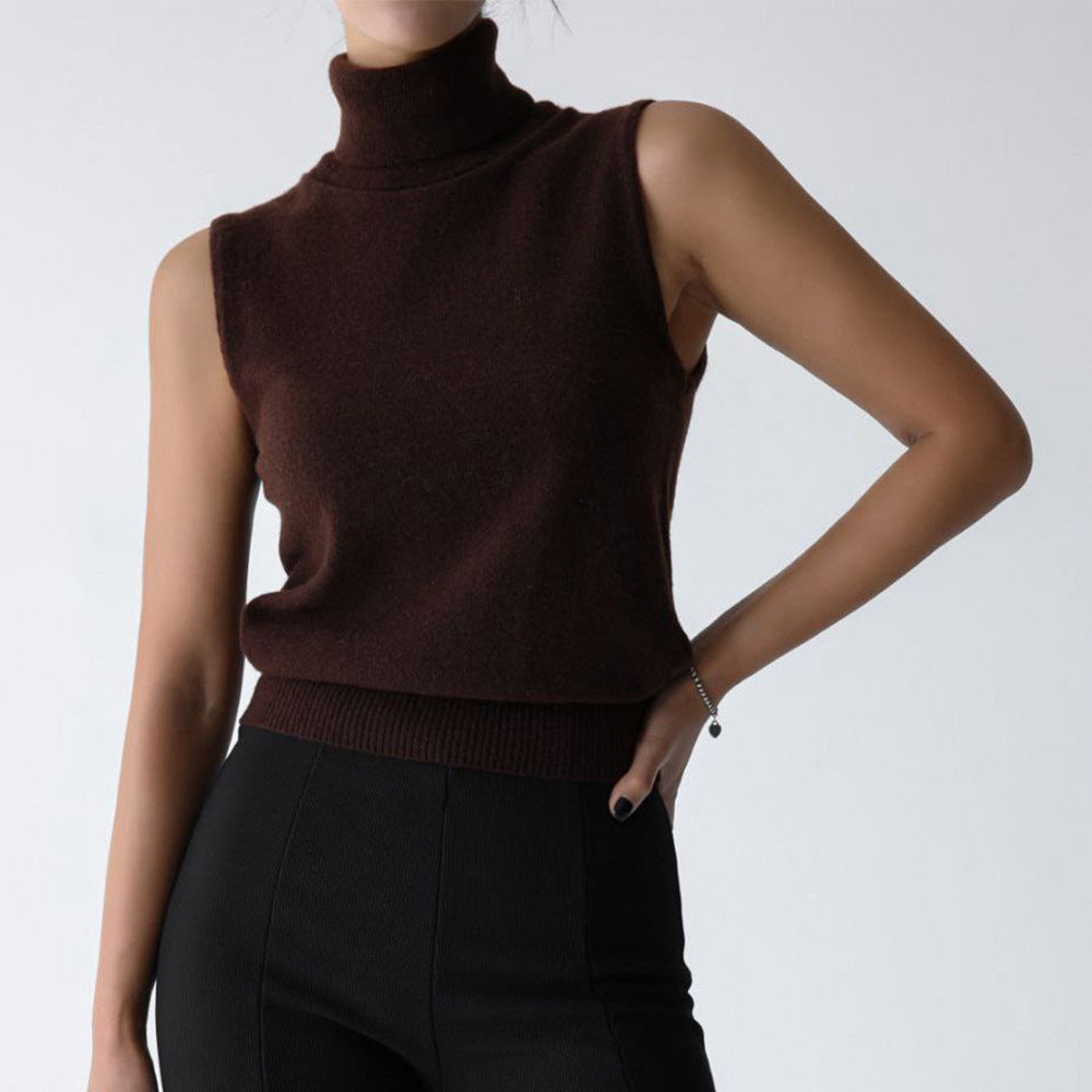 Verity | Women’s Sleeveless Turtleneck Sweater with Ribbed Finish