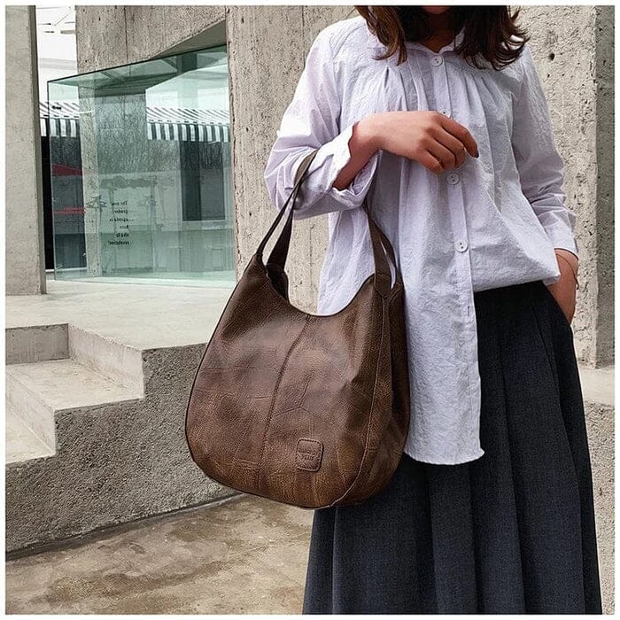 Maya | Women’s Brown Shoulder Bag with Long Straps