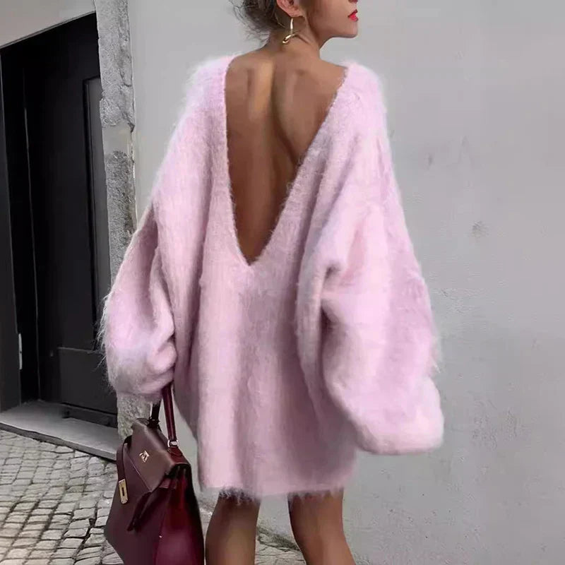 Esme | Women’s Fluffy Oversized Sweater Dress with Comfort