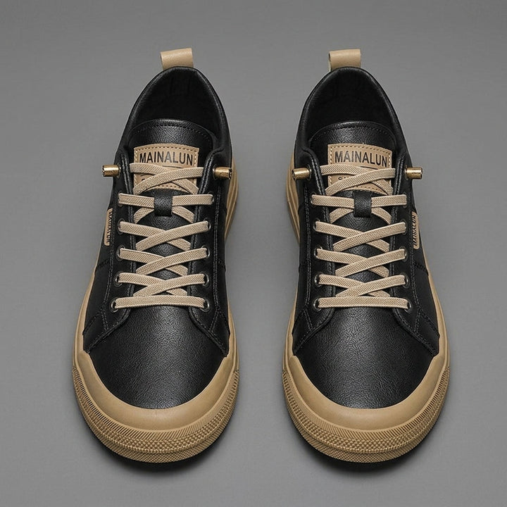 Nathaniel Cross | Classic Black Leather Sneakers For Men