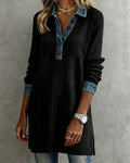 Winifred | Women’s Collared Tunic Sweater with Contrast Detailing