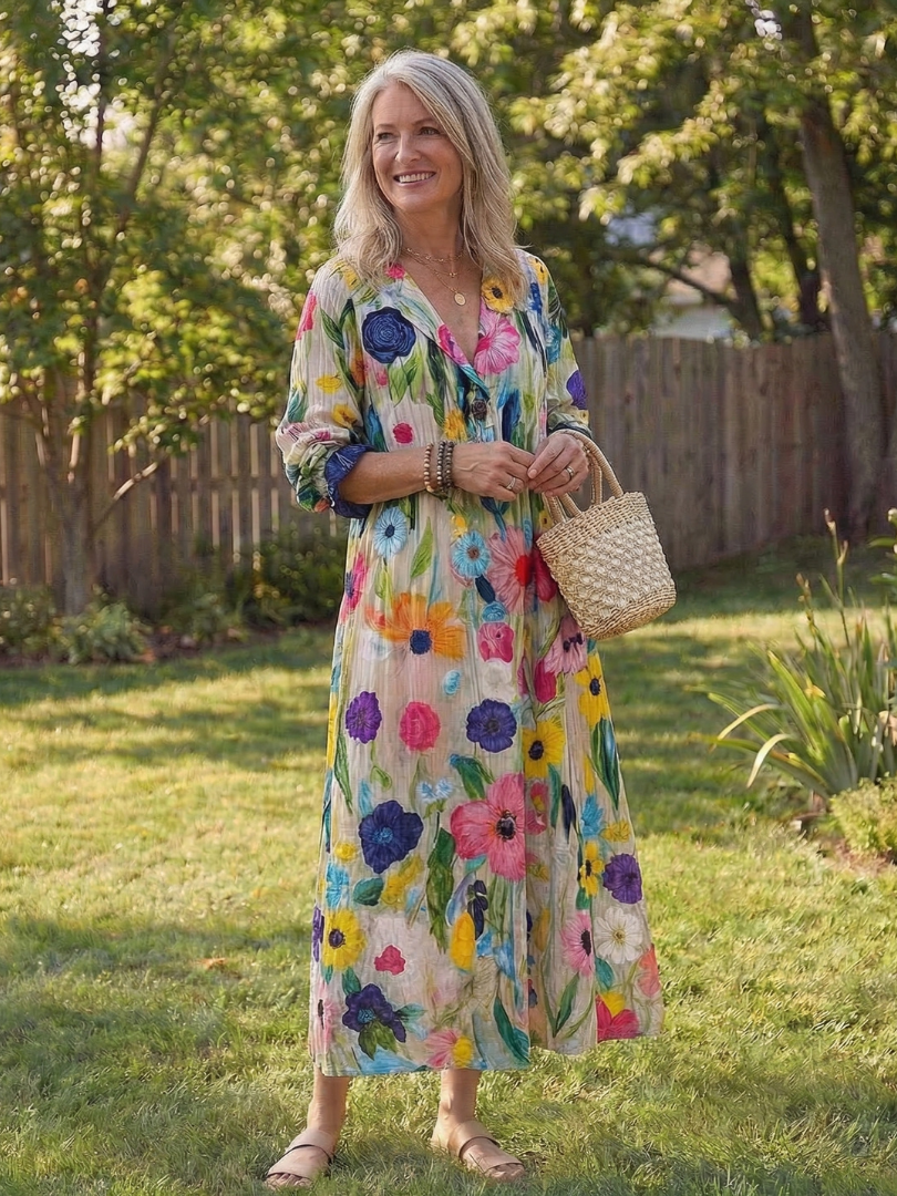 Wisteria | Women’s Floral Maxi Dress with V-Neck